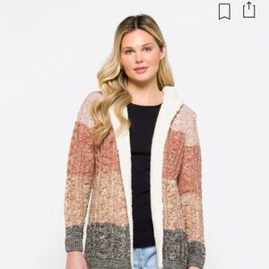 Lety & Me Helsa Sherpa Trim Cardigan
